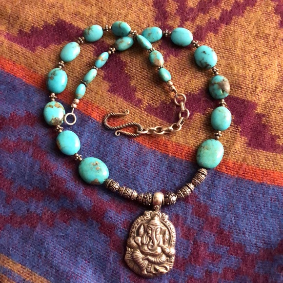 Real Turquoise and sterling silver Ganesha - Picture 5 of 5